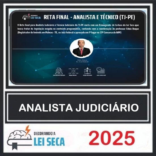 Reta Final - Analista Judiciário - Área Judiciária (TJ-PE) 2025 Decorando a Lei Seca Pós Edital Reta Final - Analista Judiciário - Área Judiciária (TJ-PE) 2025 Decorando a Lei Seca Pós Edital